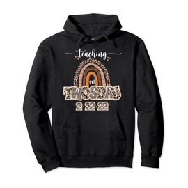 Happy Teaching on Twosday 2-22-22 Leopard Boho Styled Pullover Hoodie