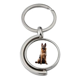 PJ4U German Shepherd Dog Family Pet Spinning Double Sided Metal Keyring And Gift Bag