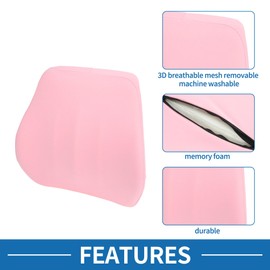 A ABSOPRO Car Seat Lumbar Cushion Memory Foam Support Ergonomic Design 34.5x38x10cm Pink 1 Pc
