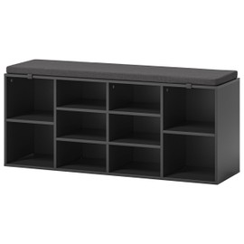 TJYGO Shoe Bench, 10 Cubbies Storage Rack Bench with Removable Padded Seat, Space Saving Shoe Shelf for Entryway, Living Room, Hallway, Bedroom