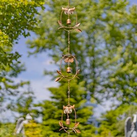 Zaer Ltd. Ornate Hanging Rain Chains (Copper Finish, Owls)