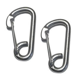 US STAINLESS 2 Pieces Stainless Steel 316 Spring Hook Carabiner 3/8" (10mm) Marine Grade Safety Clip
