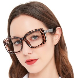 MARE AZZURO Large Bling Reading Glasses Women Retro Square Readers 1.00 1.50 2.00 2.50 3.00 3.50 4.00 (Leopard, 100)