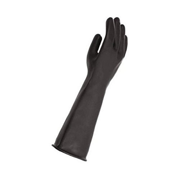 MAPA Trident 286 Natural Latex Glove, Chemical Resistant, 0.040" Thickness, 18" Length, Size 10, Black