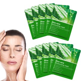 FunnAura 10 Pcs Aloe Vera Face Masks Skincare Sheet, Moisturizing Hydrating Face Mask for All Skin Types