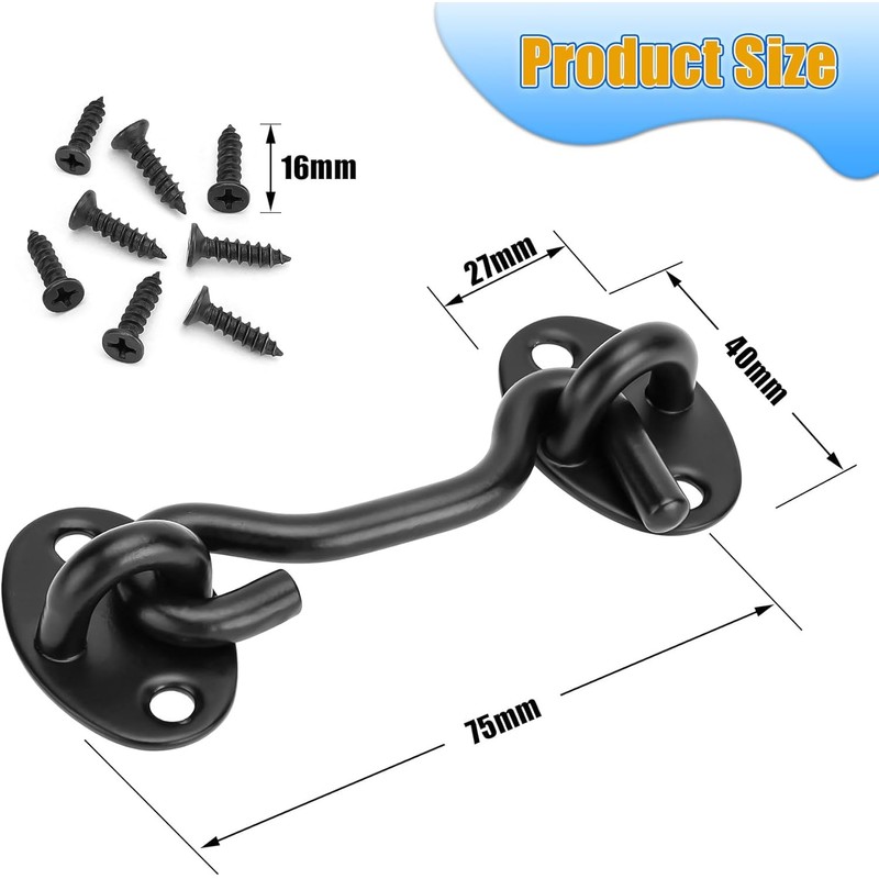 2 Pack Hook and Eye Latch - 3 Inch Cabin