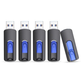 JUANWE 64GB Flash Drive 5 Pack 3.0 USB Jump Drive Retractable Slide Memory Sticks for Computers Thumb Drive Bulk USB Data Storage Pen Drive Blue