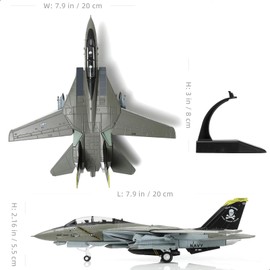 SEBUNAS F-14A Tomcat 1/100 Metal Airplane Model Kits with Stand VF-84 Jolly Rogers Diecast Alloy Fighter Model Jet Replica Pre-Build Military Aircraft Collection for Display or Gift