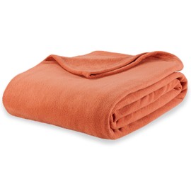 Berkshire Blanket Microfleece Twin Size Bed Blanket Amberglow Orange, Lightweight Soft Breathable Plush Micro Fleece Blanket for Bed Couch Sofa, 60x92 Inches
