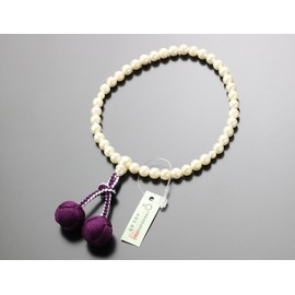 念珠 Dot Quartz Mala Women's About/6.5 Oyster Pearl 梵天 Tassels (紫紺) Fighters 念珠 念誦 略式, Mother, Funeral Cremation 法要 2000200100270 Mala Bag Gift.
