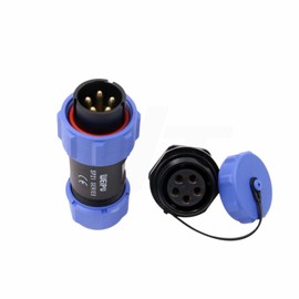 HangTon SP21 5 Pin Connector Aviation Circular Waterproof IP68 Blue 30A Male Plug Female Socket for Outdoor Power