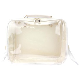 o-waki Front Clear Backpack, Pain Bag, 3 Way, With Window, Handbag, Zipper, Can Badge, Akkey, Ota Live, Creamy White, creamy white