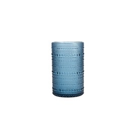 Fortessa Orbetto Outdoor Hobnail Plastic Drinkware Collection, Iced Beverage Cocktail Glass 4 Pack, 13 Ounce, Cornflower Blue