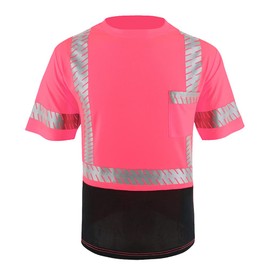 LOVPOSNTY Safety Shirts ANSI Class 2 Hi Vis Shirts with Reflective Strips, Black Bottom Construction Shirts for Men(Pink,L)