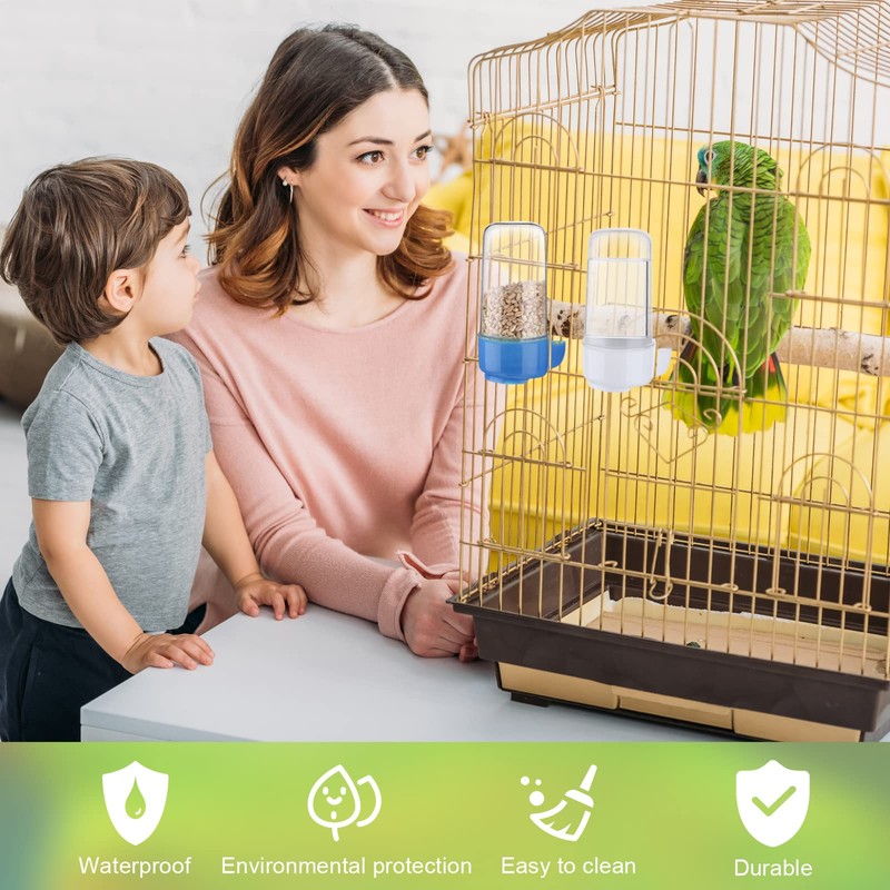 Weewooday 4 Pieces Automatic Bird Feeder Cage Water Dispenser Bird