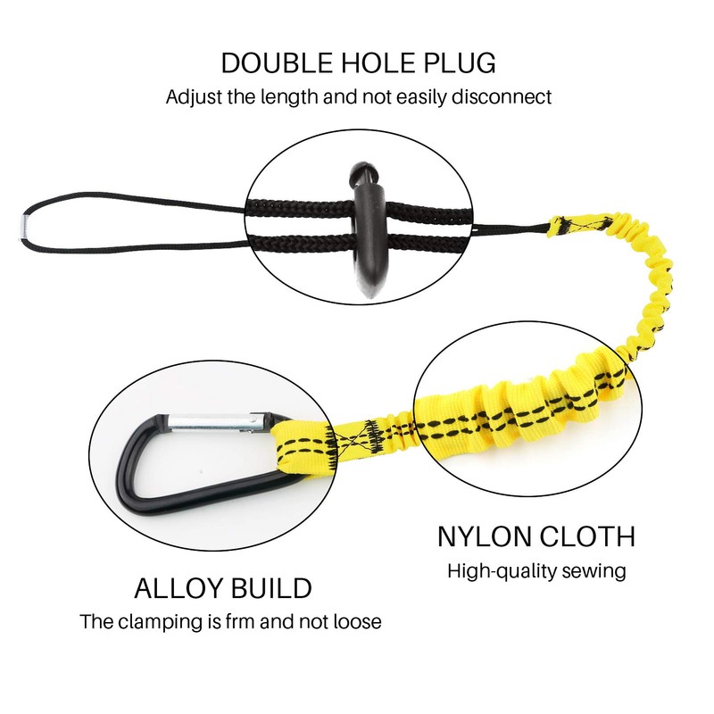 Tool Lanyard, Safety Tool Leash Retractable Bungee Cord with Carabiner