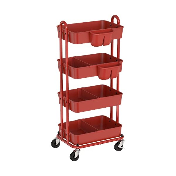 SimpleHouseware 4-Tier Multifunctional Rolling Utility Cart with Basket Dividers and