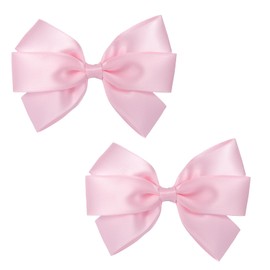 BOXOB 2pcs Pink Hair Bows for Women & Girl, 4.5in Hair Bows Barrettes with Alligator Clips Exquisite Hairstyle Accessory for Toddler Kids Teens