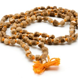 Basil Tulsi Japa Mala 7Mm 108 Beads With Gomukhi Japa Bag | Hindu Prayer Karma Beads Tibetan Buddhist Rosary Tassel Mala NECKLACE | Superior Grade Tulsi Wood BASIL Jap Holy Blassed and Energized Tulsi