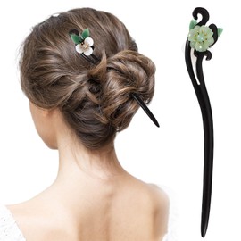 Lurrose Chinese Hair Sticks, Vintage Flower Hair Stick, Japanese Wood Chopsticks for Women Girls