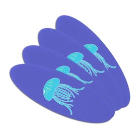 Cute Jellyfish Tentacles Ocean Double-Sided Oval Nail File Emery Board Set 4 Pack