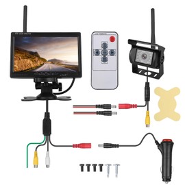 Wireless Backup Camera System, Vehicle Rear View Monitor with 7-inch Screen, Night Vision, Waterproof