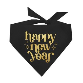 Happy New Year Party 2025 Dog Bandana (Black, OS 970)