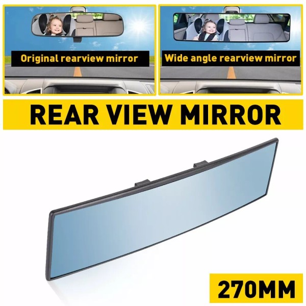 Unbranded 270MM Wide Interior Blue Tint HD Mirror Convex Clip