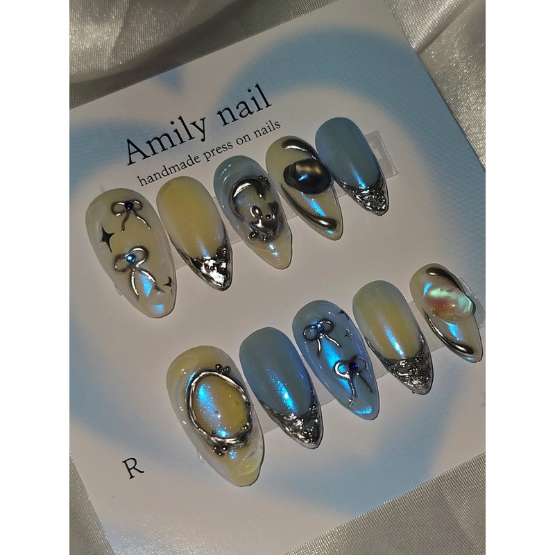 Metallic Aurora [Handmade Nail Tip] Emily Nail - Coffin /