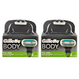 Gillette Body Razor Blade Refills, Shower Safe, 4 Cartridges (2 Pack)