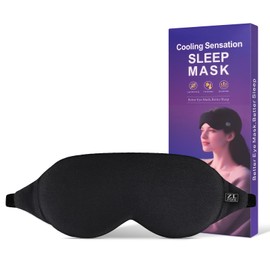 ZLZQER Cooling Sensation Sleep Mask for Side Sleepers Men & Women&Girl, Eye Mask with Memory Foam Nose Padding, Ultra Soft Blockout Eye Shade Cover, Cotton Sleep Mask for Sleeping, Travel, Nap (Black)