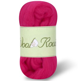 Wool Roving Yarn, 1.76oz Colored Natural Wool Roving,Wool Felting Supplies Pure Wool Chunky Yarn Wool for Needle Felting, Wet Felting, handcrafts and Spinning (Red Color)