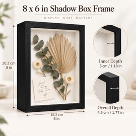 3D Shadow Box Frame 8x6in, 3 cm Deep Display Frame with Acrylic Clear Front