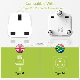 SHUOMAO 2-PACK UK to South Africa Plug Adapter,SHUOMAO UK to South Africa Travel Adapter Converter Plug for SA,Namibia,Swaziland,Lesotho,Bhutan,Botswana(Type M)
