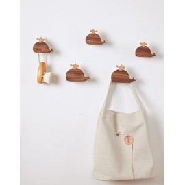 WONQEXZ Wall Hook,Child Baby Nursery Wood Wall Hook,Whale Coat Hooks,Wooden Hooks,Children Wall Mounted Hook,Set of 4