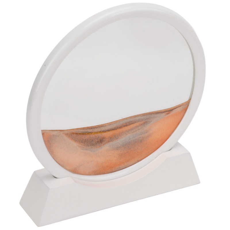 Moving Sand Art Round White Frame 3D High Transparent Glass