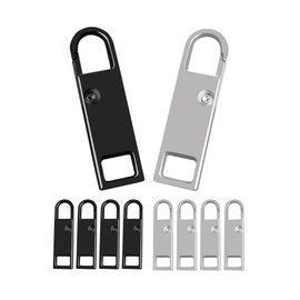 zipper puller replacement zipper parts zipper repair kit zipper handle replacement zipper pull parts zipper repair zipper bag wallet clothes shoes metal zip tab pull pull (black+silver)