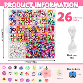 Raxfekro Pack of 2300 beads for children's bracelets, DIY beads for threading, letter beads, suitable for jewellery making, DIY bracelet, necklace, crafts