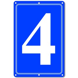 i-CowFun Premium Aluminum Number Signs 4, Metal 12" X 8" Blue Numbered Signs Outdoor for Parking Lots, Floor, Dock, Court, Aisle, Field, High Visibility, No Fade, Weather-resistant