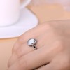 KELITCH Synthetic Opal Silver Ring, Handamde Egg Round Ring for