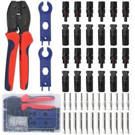 RVGIVE Solar Crimping Tool Kit for 2.5/4/6mm²/10-14AWG, with 12 Pairs Male Female Solar Panel Cable Connectors, 2 PCS Spanner Wrench