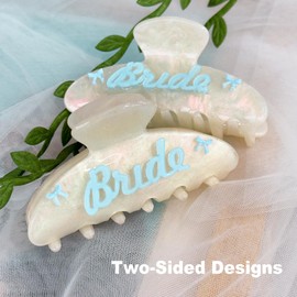 Bride Hair Claw Clip, Blue Bow Acrylic Hair Clips, Essential Hen Bachelorette Party Favors, Bride to Be Bach Party Bridal Shower Gift, Wedding Day Hair Accessories