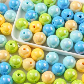ANCADN 16mm Acrylic Beads,100pcs Chunk Bubblegum Beads,Beads for Pens,Shine Disco Ball Beads,Jumbo Plastic Beads for Necklace Jewelry Bracelets DIY Crafts Making (greenblue)