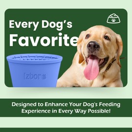 Silicone Slow Feeder Dog Bowl, Stimulating Tongue Design for Large & Small Breeds, Prevents Choking, Slow Down Eating, Ideal for Wet Foods, Easy Clean, Spatula & Brush Included (Blue)