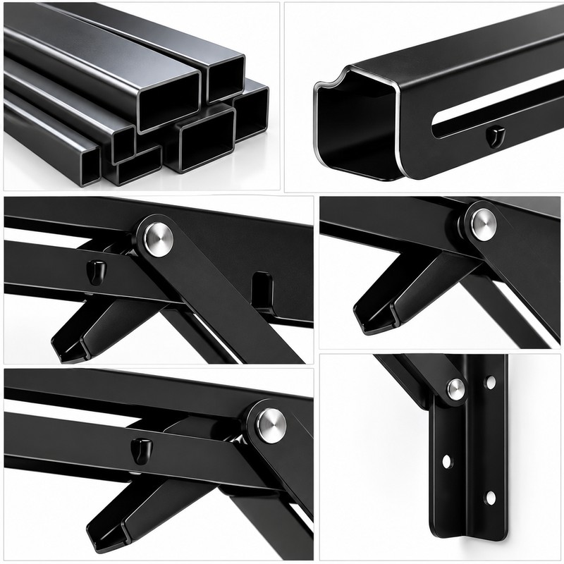 Folding Shelf Brackets for Wall-Mounted Tables and Shelves – Stainless