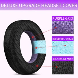 Jomwag Breathable Mesh Replacement Earpads for Bowers & Wilkins PX7 S2 /PX8 - Black/Purple Comfort