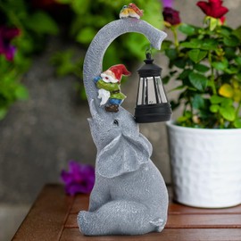 Cuteefun Elephant Solar Garden Decoration for Outdoors, Garden Animal Decoration with Solar Light, Weatherproof and Durable, Decorative Outdoor Figures for Garden Lawn, Housewarming Women Mum Birthday