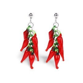 2 Pairs Red Chili Pepper Dangle Earrings For Women Lifelike Simulation Vegetable Food Resin Dangle Drop Earrings For Women