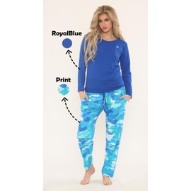 biyya® Women's Pyjamas Set Long Sleeve Soft Cotton Printing Pjs Loungewear Nightwear Sleepwear Set with Pockets Ladies Pjs Set S-XXL (WFPS-119-B, Medium)