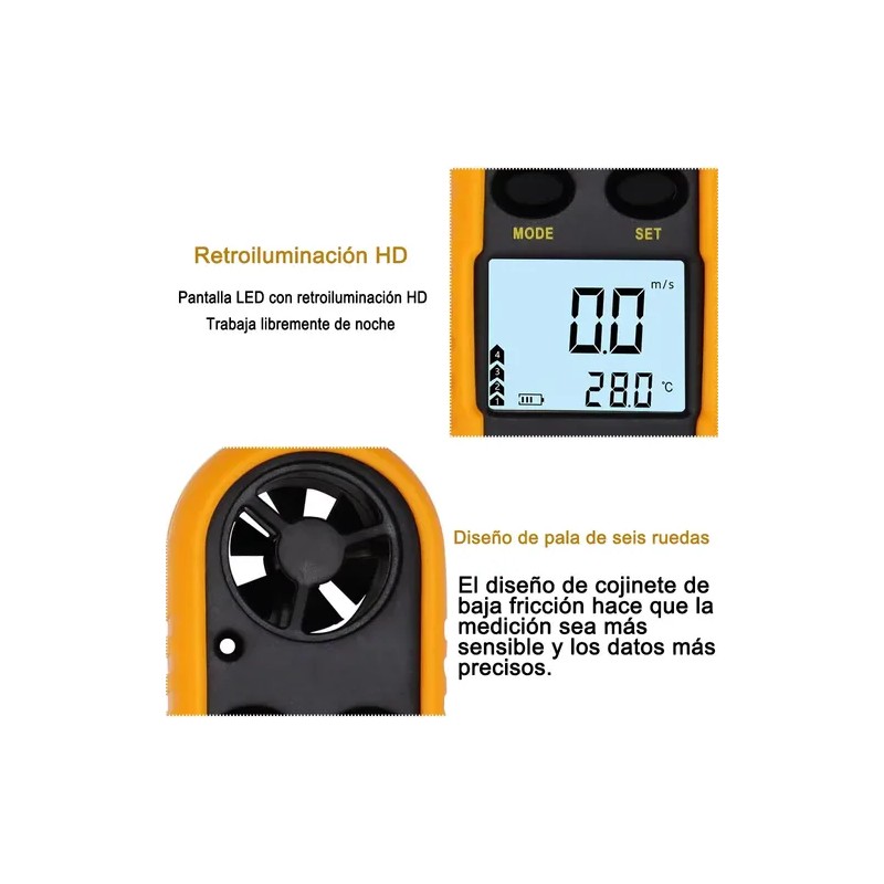 Anemómetro Digital Termómetro B-Max GM816 Medidor Portátil de Viento
